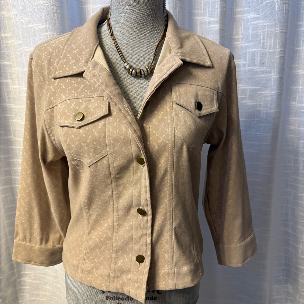 White House Black Market Tan Blazer with Suede-like Texture